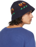 The Elder Statesman Navy Cat Knit Hat