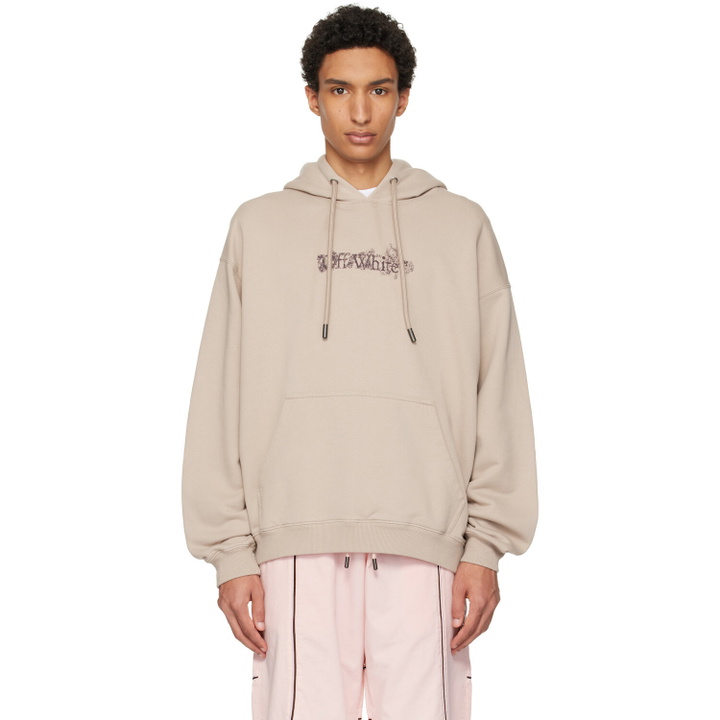 Photo: Off-White Beige Heraldic Arrow Skate Hoodie