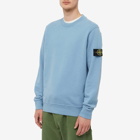 Stone Island Men's Brushed Cotton Crew Neck Sweat in Mid Blue