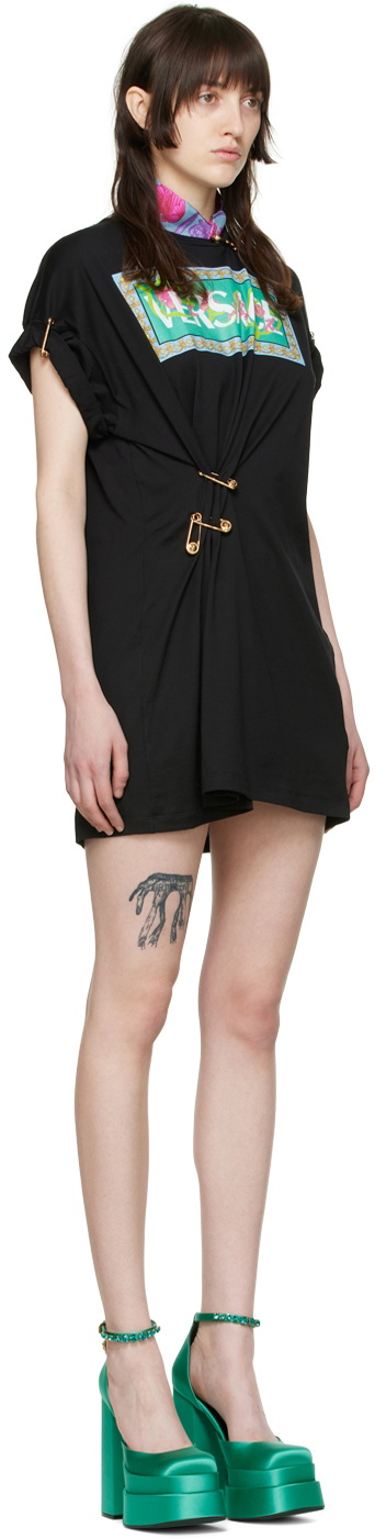 Versace Black Cotton Mini Dress Versace Versace Black Cotton Mini Dress Versace