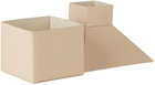 Los Objetos Decorativos Beige Leather Funnel Catchall Basket