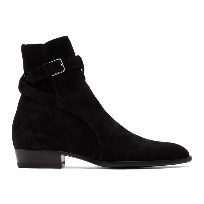 Photo: Saint Laurent Black Suede Wyatt Jodhpur Boots