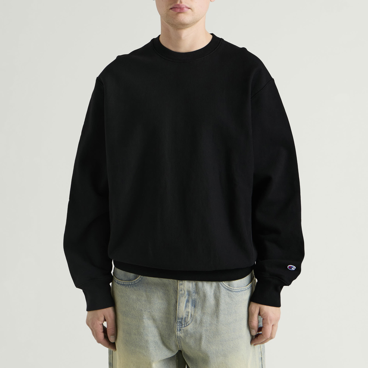 Champion Men's Reverse Weave Relaxed Sweatshirt in Black