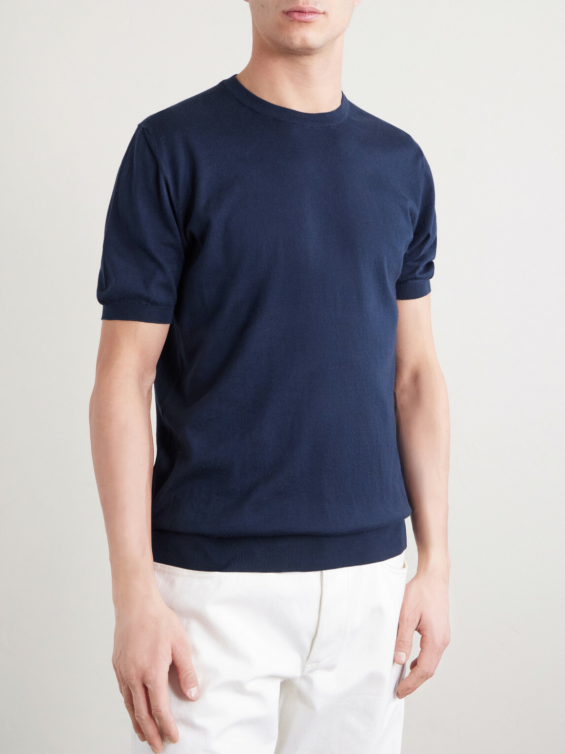 Kiton - Knitted Cotton T-Shirt - Blue