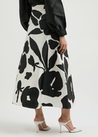 Lovebirds Forest Appliquéd Silk-taffeta Maxi Skirt Black And White