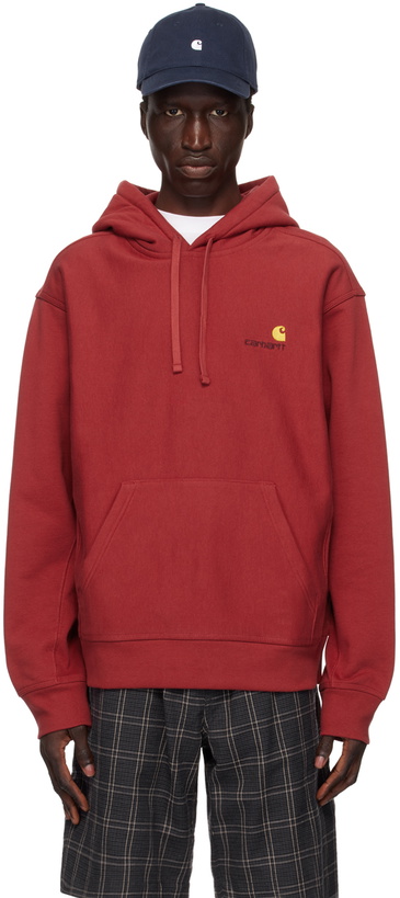 Photo: Carhartt Work In Progress Red American Script Hoodie