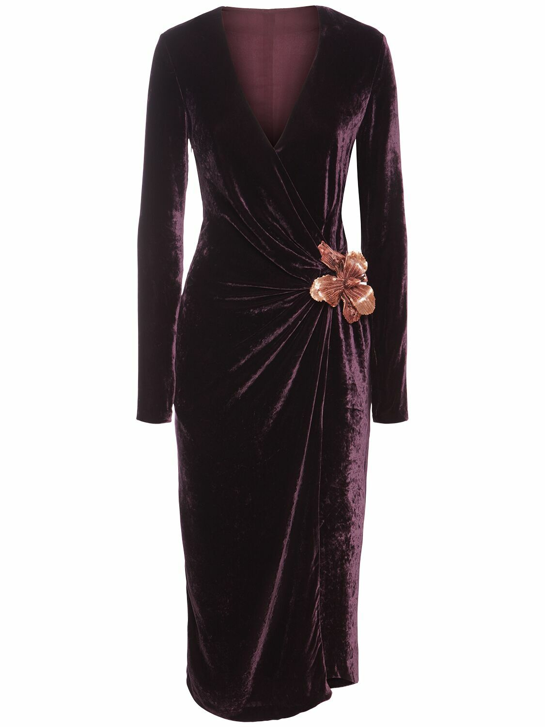 BLUMARINE Fluid Velvet Midi Wrap Dress Blumarine