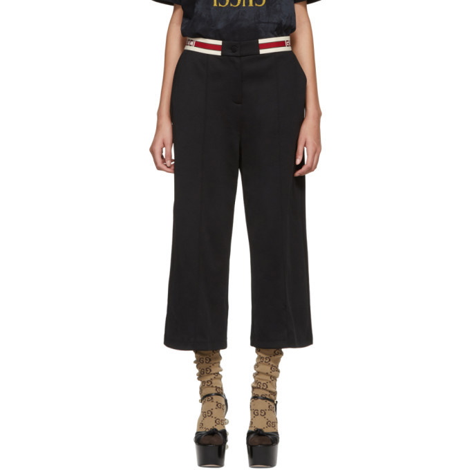 Photo: Gucci Black Elastic Logo Cropped Trousers