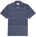 Mr P. - Camp-Collar Printed Cotton-Poplin Shirt - Men - Navy