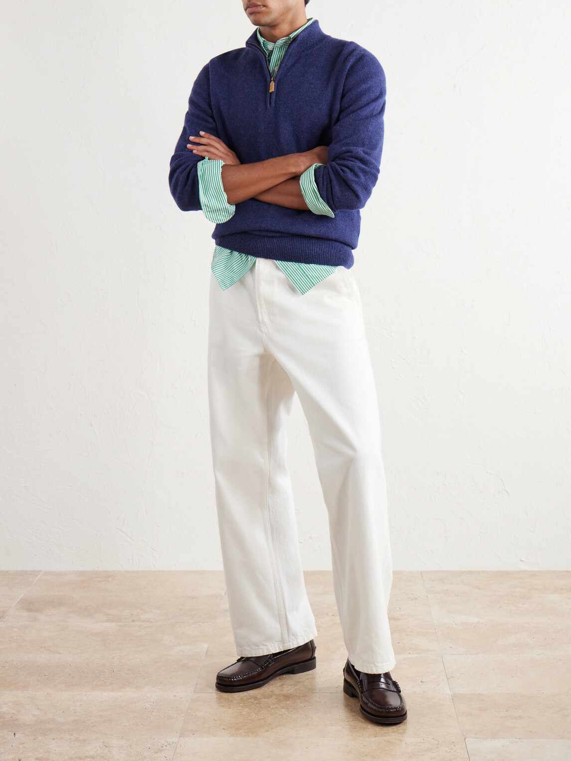 William Lockie - Wool Half-Zip Sweater - Blue