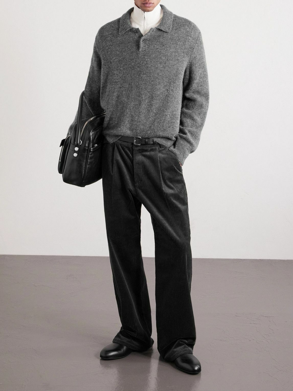 Corridor - Baby Alpaca-Blend Polo Sweater - Gray