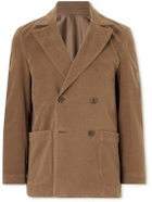 Stoffa - Throwing Fits Double-Breasted Cotton-Blend Moleskin Blazer - Brown