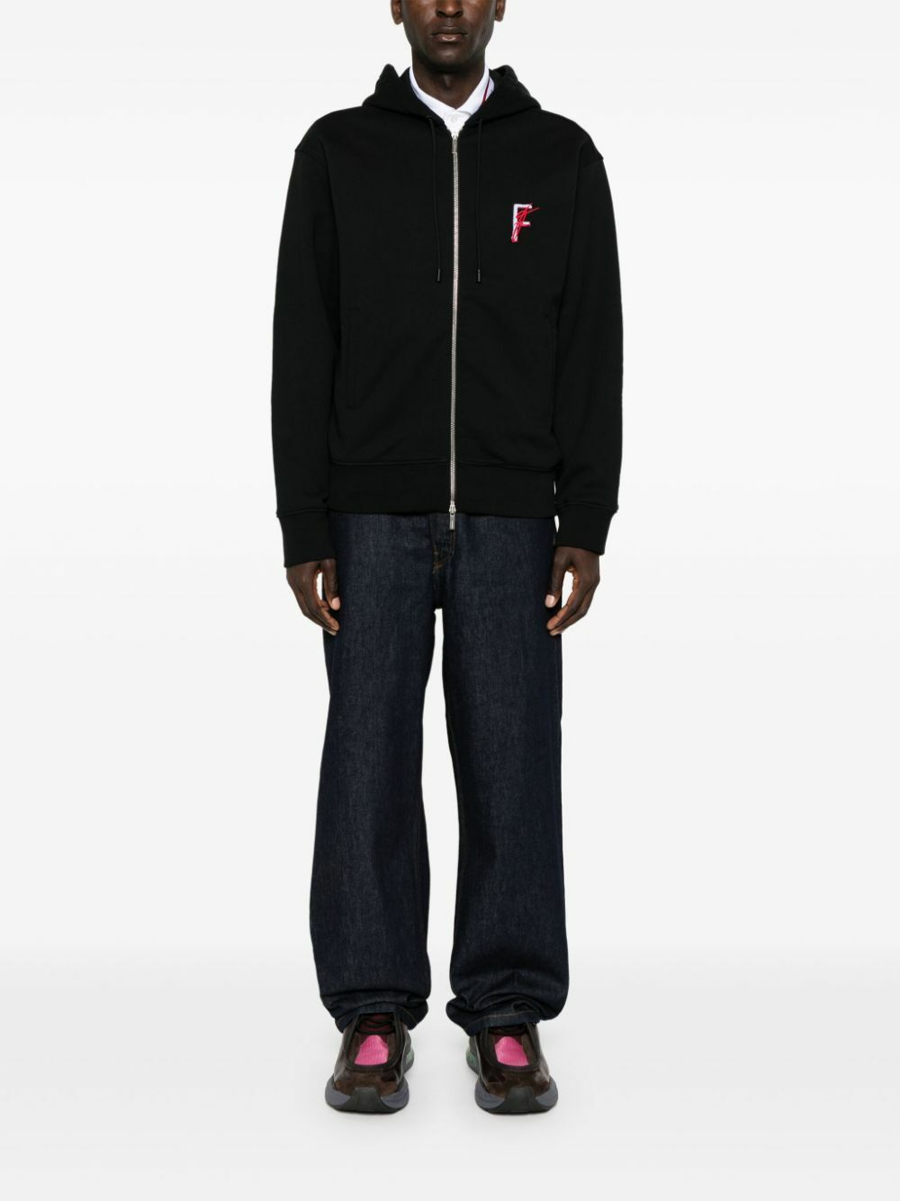 【送料&関税込】Ferragamo Red\\/black Hoodie Ferragamo Logo-Embroidered Hoodie Salvatore Ferragamo