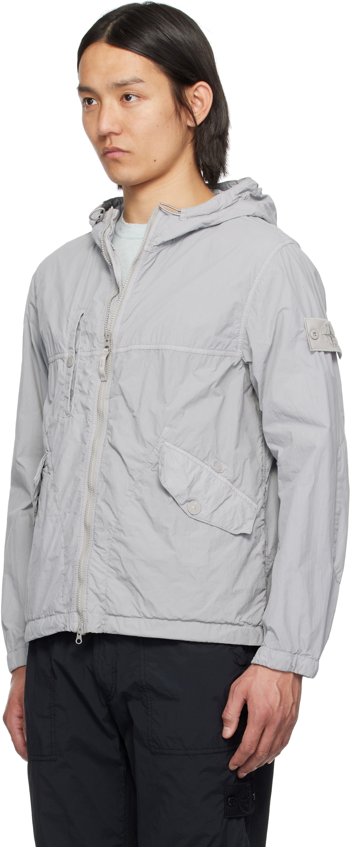Stone Island Gray Nylon Smerigliato Ghost Jacket Stone Island