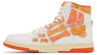AMIRI White & Orange Skel Top Hi Bandana Sneakers