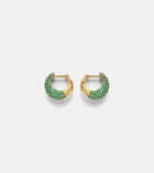 Octavia Elizabeth Icon Poppy 18kt gold hoop earrings with emeralds