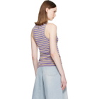 Rabanne Purple & Beige Striped Piercing Viscose Jersey Tank Top