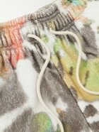 CELINE - Straight-Leg Tie-Dyed Cotton-Terry Drawstring Shorts - Gray