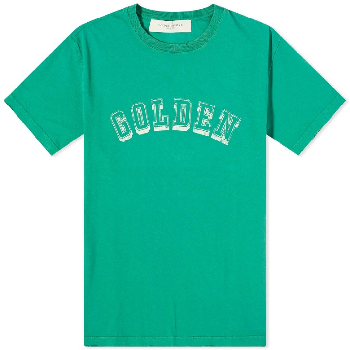 Photo: Golden Goose Men's Golden Logo T-Shirt in Green Jacket/Herritage White