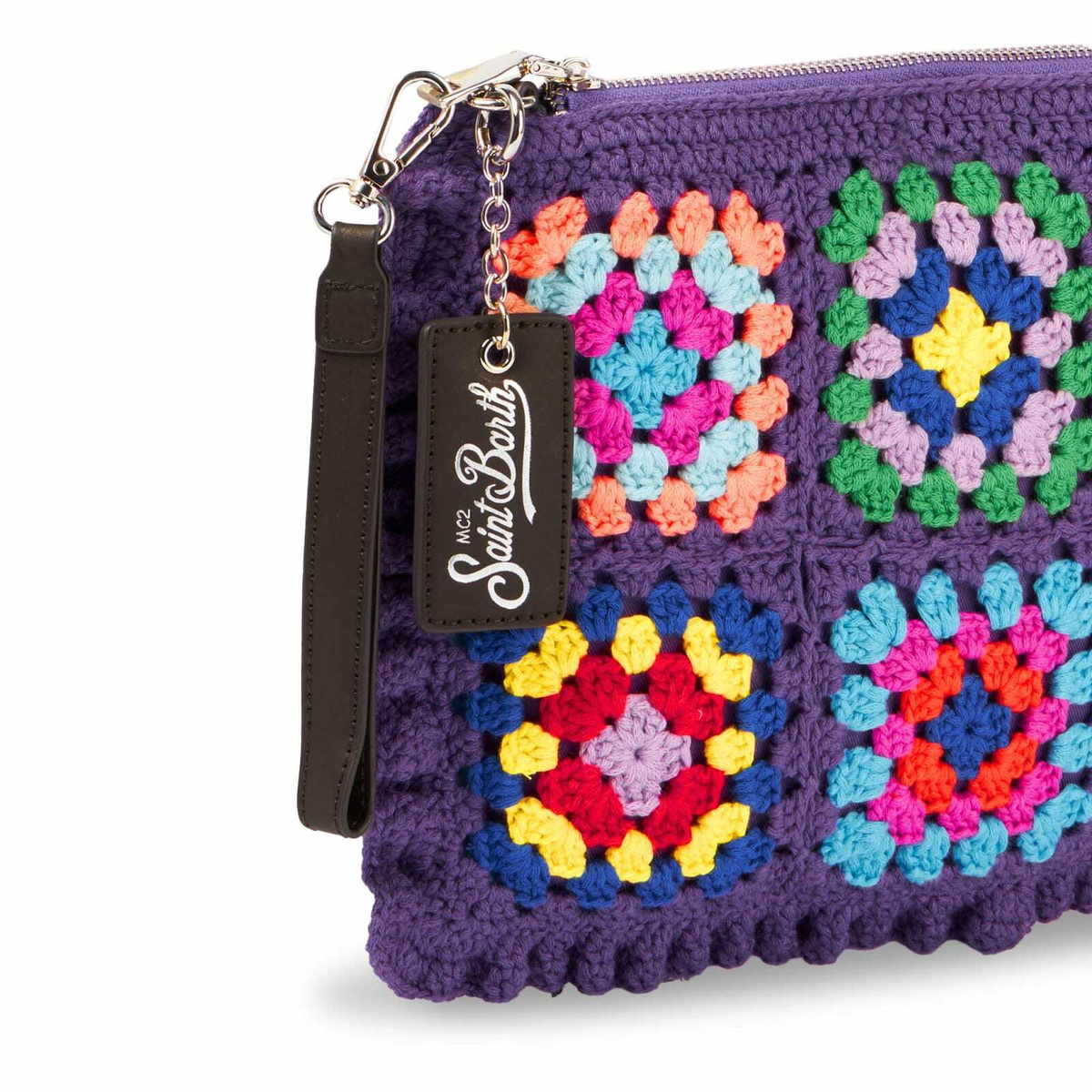 MC2 Saint Barth Parisienne Violet Crochet Crossbody Pouch Bag
