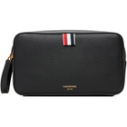 Thom Browne Black Soft Pebble Grain Leather Wash Pouch