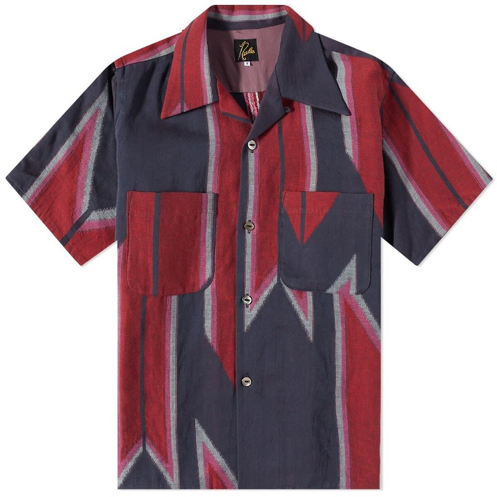 Photo: Needles Men's Kimono Jacquard Vacation Shirt in Red Arrow