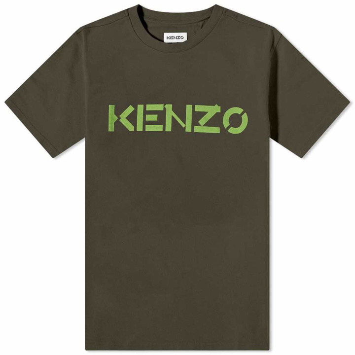 Photo: Kenzo Men's Classic Logo T-Shirt in Dark Khaki