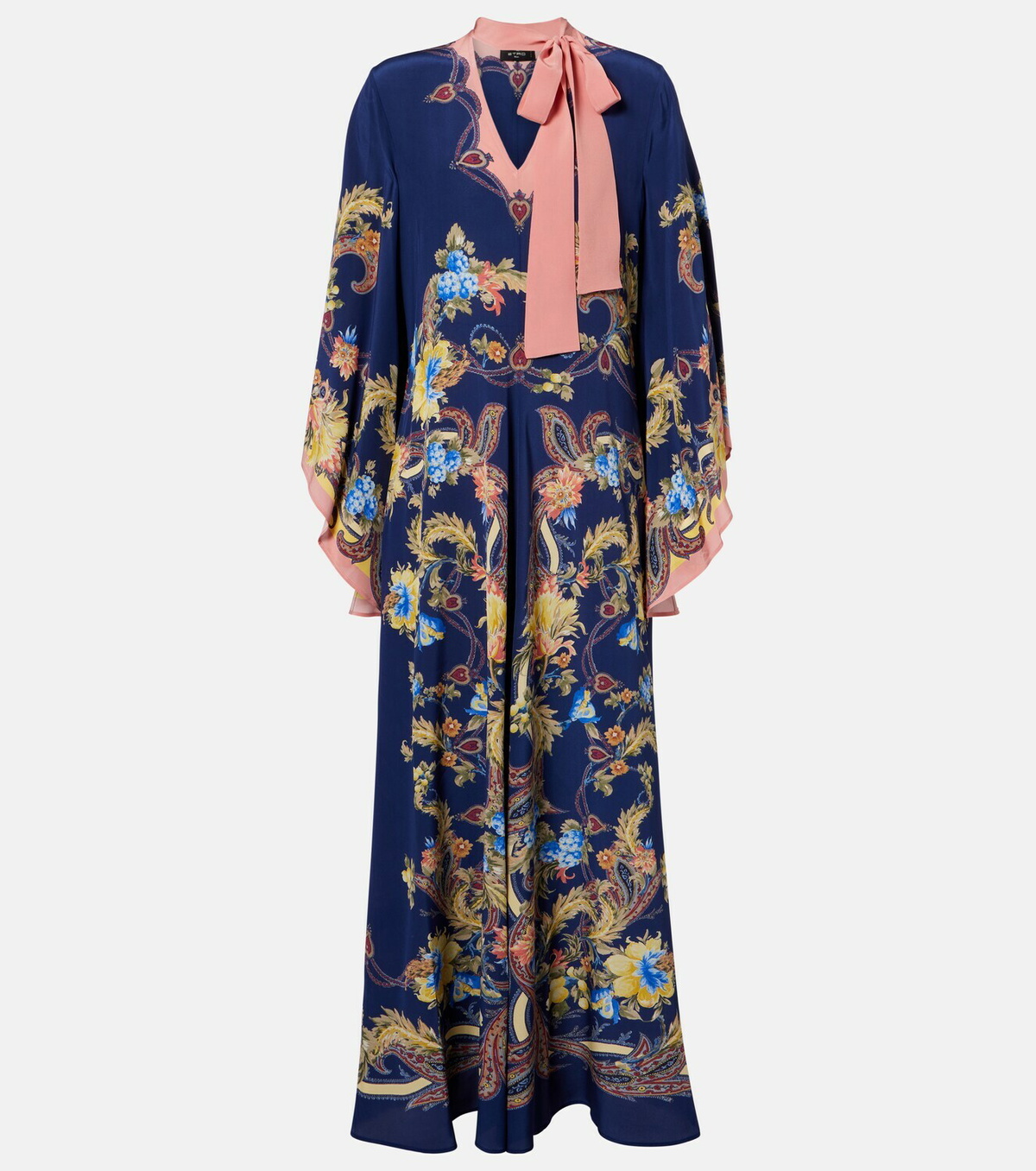 Etro Paisley tie-neck silk maxi dress