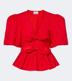 Ganni Bow-detail cotton poplin blouse