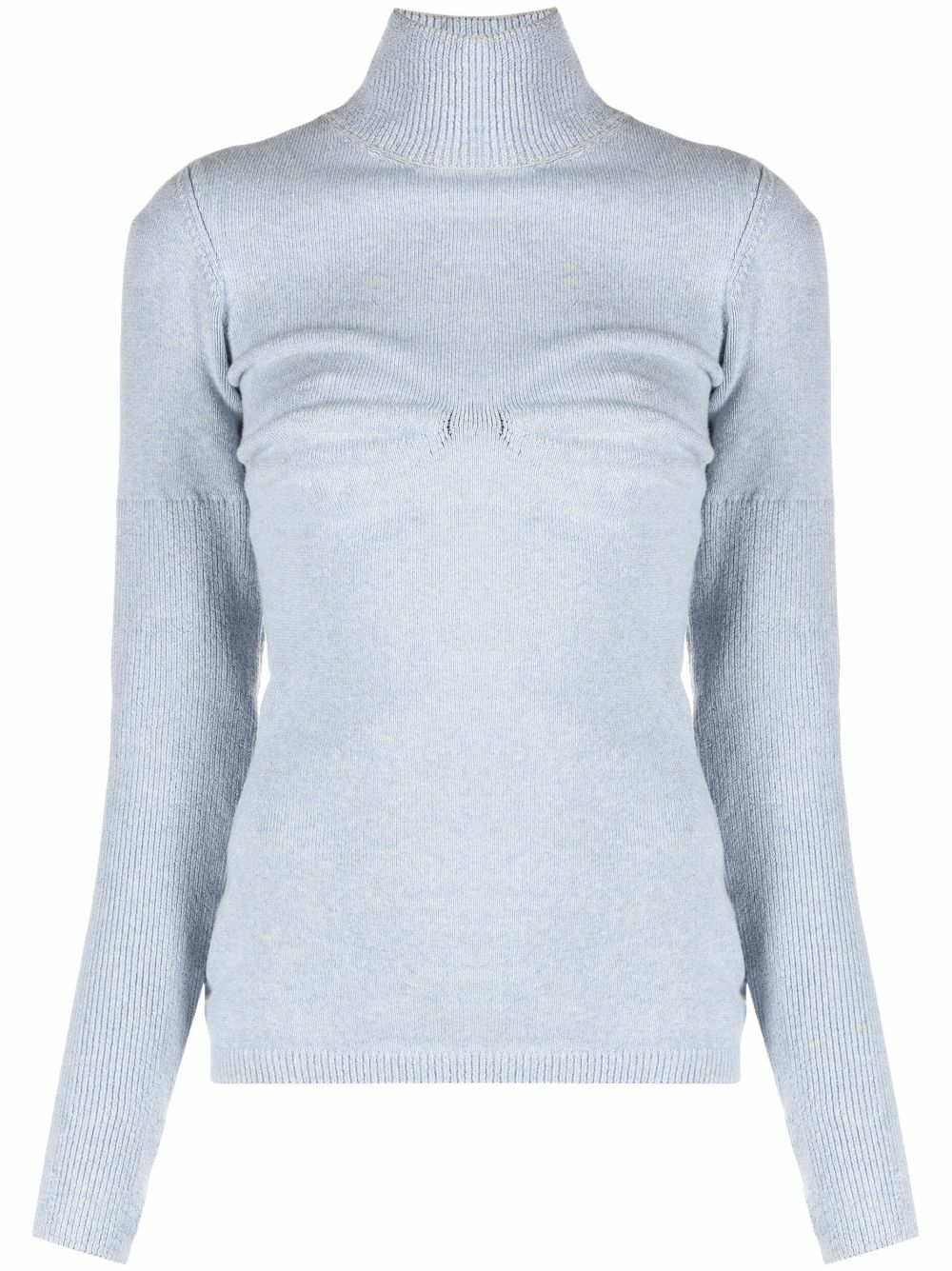 Sinead O'Dwyer Blue Draped-Panel Knit Sweater
