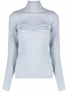 Sinead O'Dwyer Blue Draped-Panel Knit Sweater