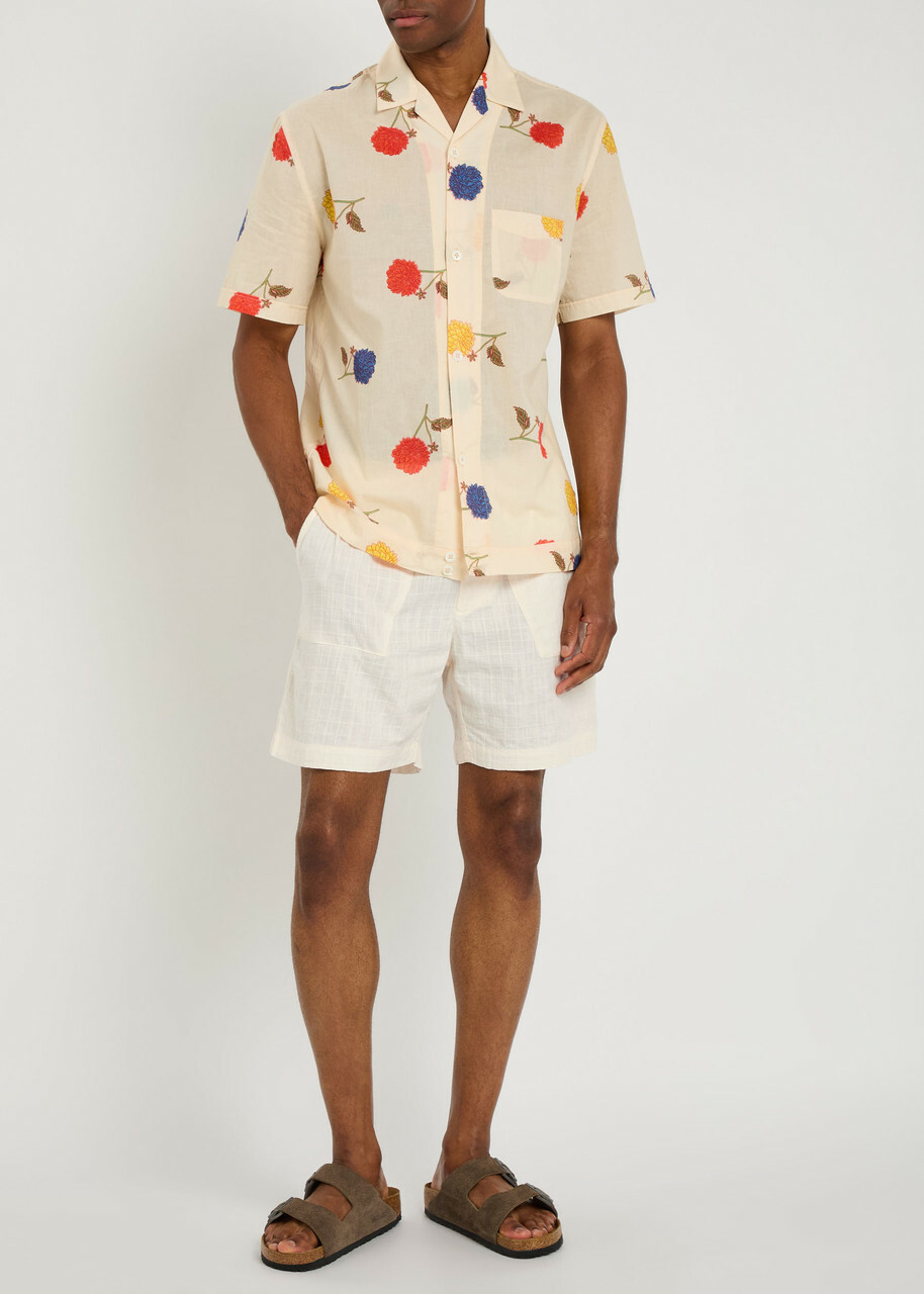 Smr Days Escubelle Embroidered Cotton-blend Shorts Ecru