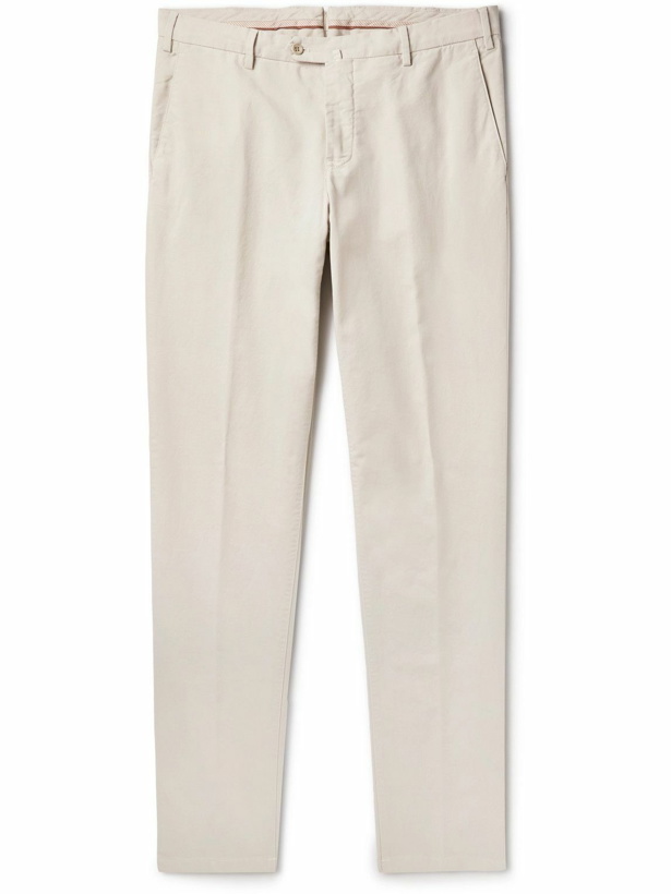 Photo: Loro Piana - Slim-Fit Cotton-Blend Trousers - Gray