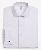 Brooks Brothers Men's Stretch Madison Relaxed-Fit Dress Shirt, Non-Iron Twill English Collar French Cuff Micro-Check | Lavender