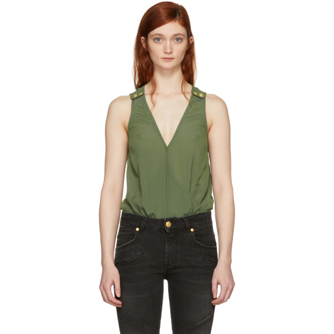 Photo: Pierre Balmain Khaki V-Neck Bodysuit