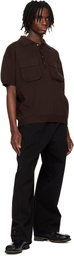 System Brown Knitted Polo