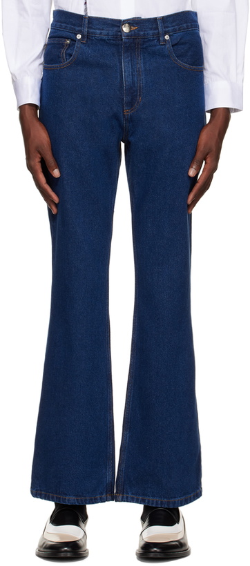 Photo: Ernest W. Baker Navy Flare Jeans