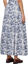 Staud Blue Idalino Maxi Skirt