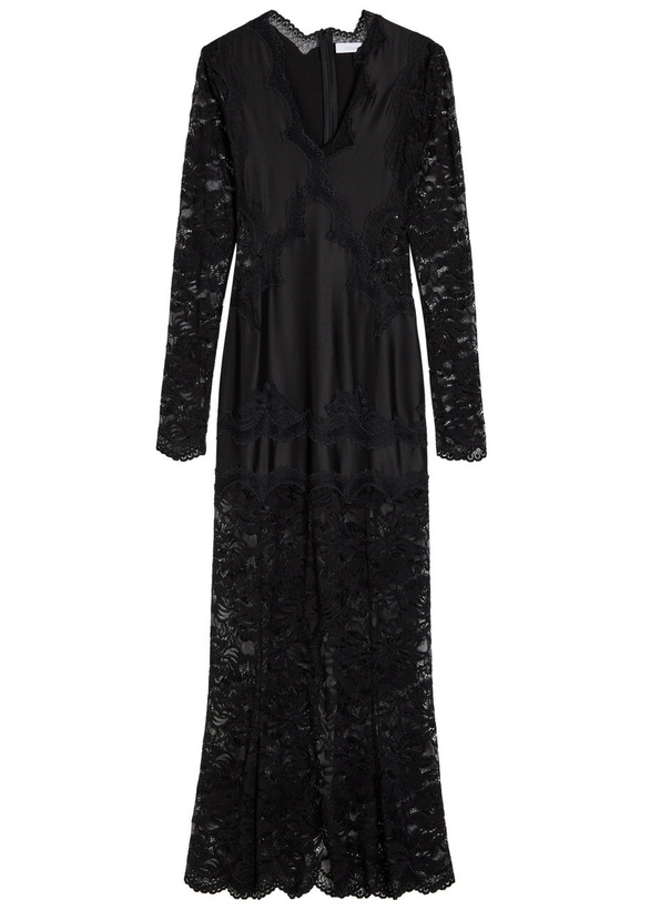Rabanne Stretch-jersey and Lace Maxi Dress Black Paco Rabanne