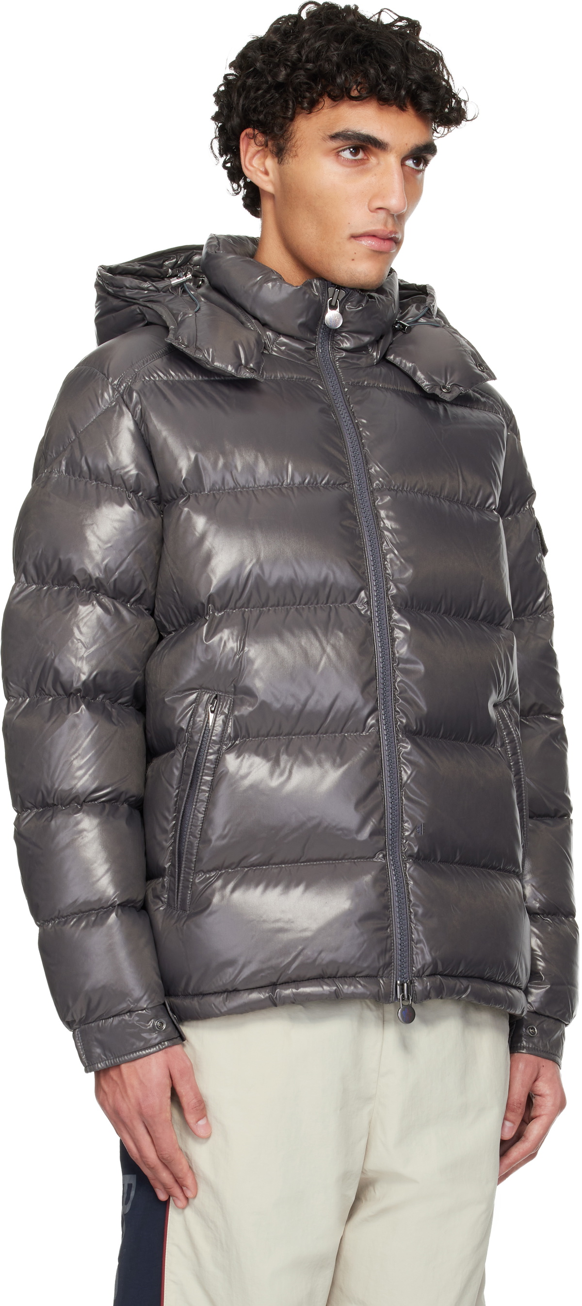 Moncler Gray Moncler Maya Hooded Short Down Jacket