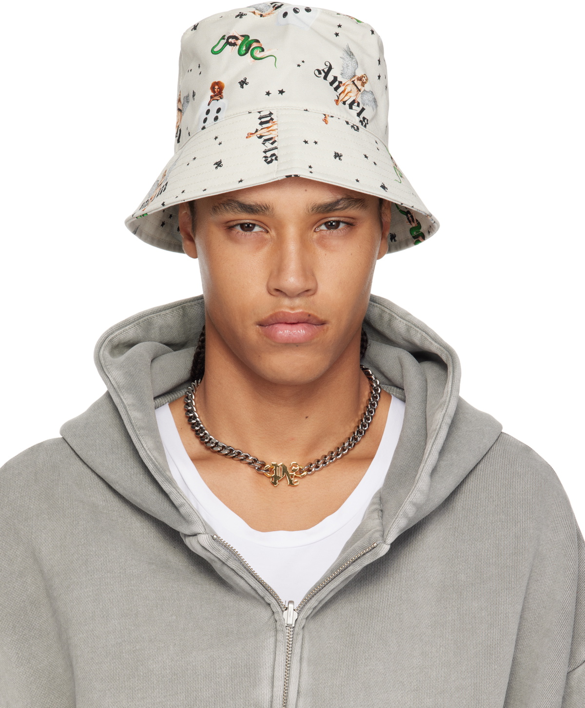 美品 PALM ANGELS バケットハット CLASSIC LOGO Palm Angels Classic Logo Bucket Hat Black Men's - SS23 - US