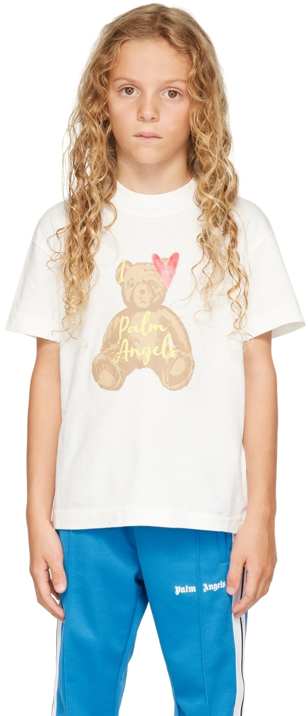 Palm Angels Kids White Love Bear T-Shirt Palm Angels