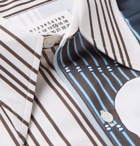 Maison Margiela - Slim-Fit Printed Striped Piqué Shirt - Men - Beige