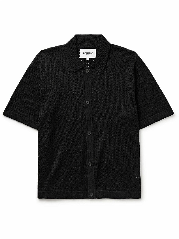 Photo: Corridor - Pointelle-Knit Cotton Shirt - Black