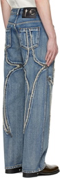 Thug Club Blue Frayed Jeans