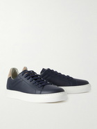 Brunello Cucinelli - Suede-Trimmed Leather Sneakers - Blue