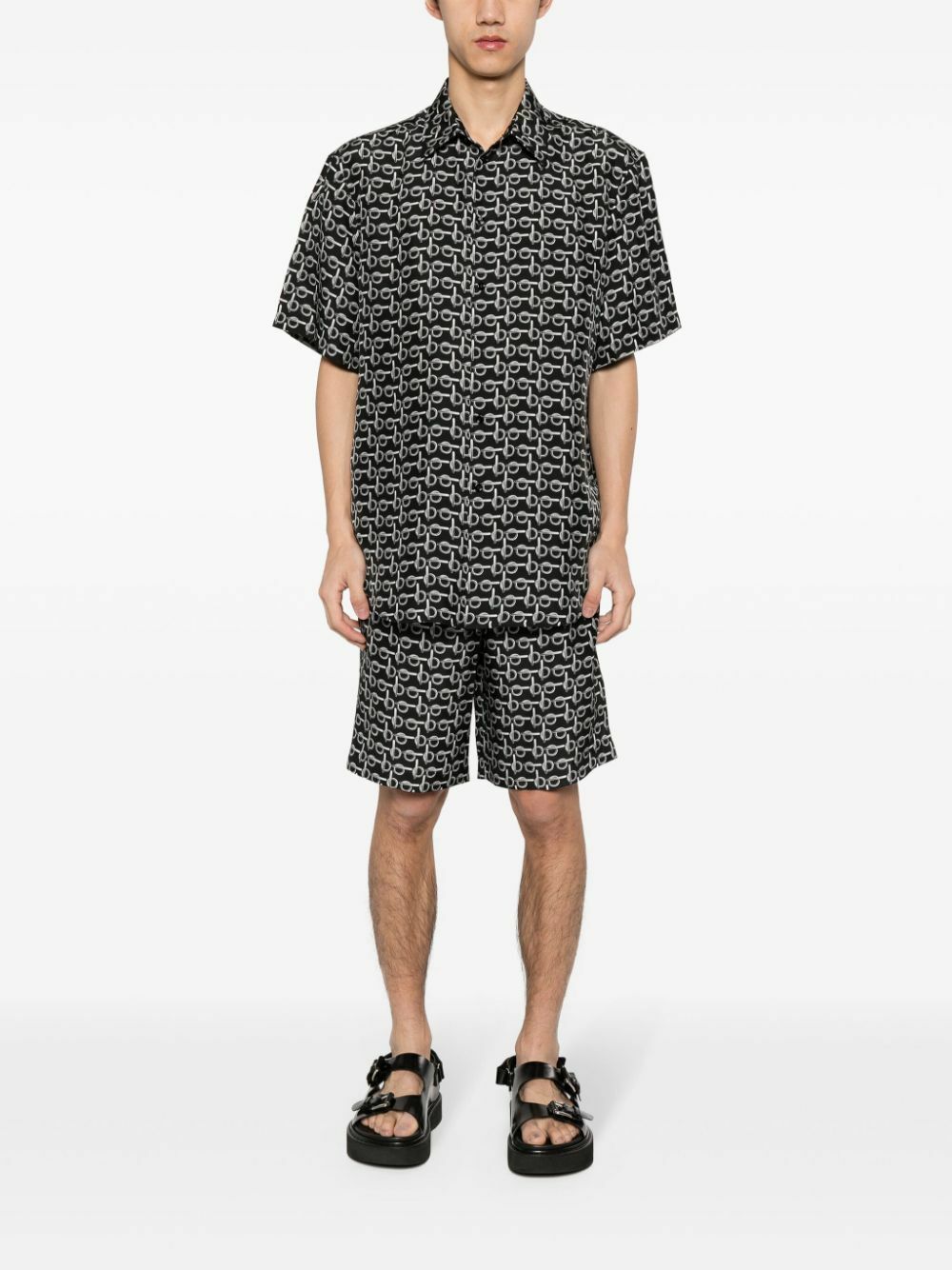 Burberry Black B-Print Silk Shirt