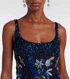 Là Fuori Embellished floral mesh gown