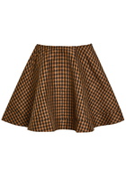 Ganni Gingham Crinkled Taffeta Mini Skirt Dark Brown