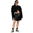 Rick Owens Black Tower Collage Cropped Shearling Bomber Jacket